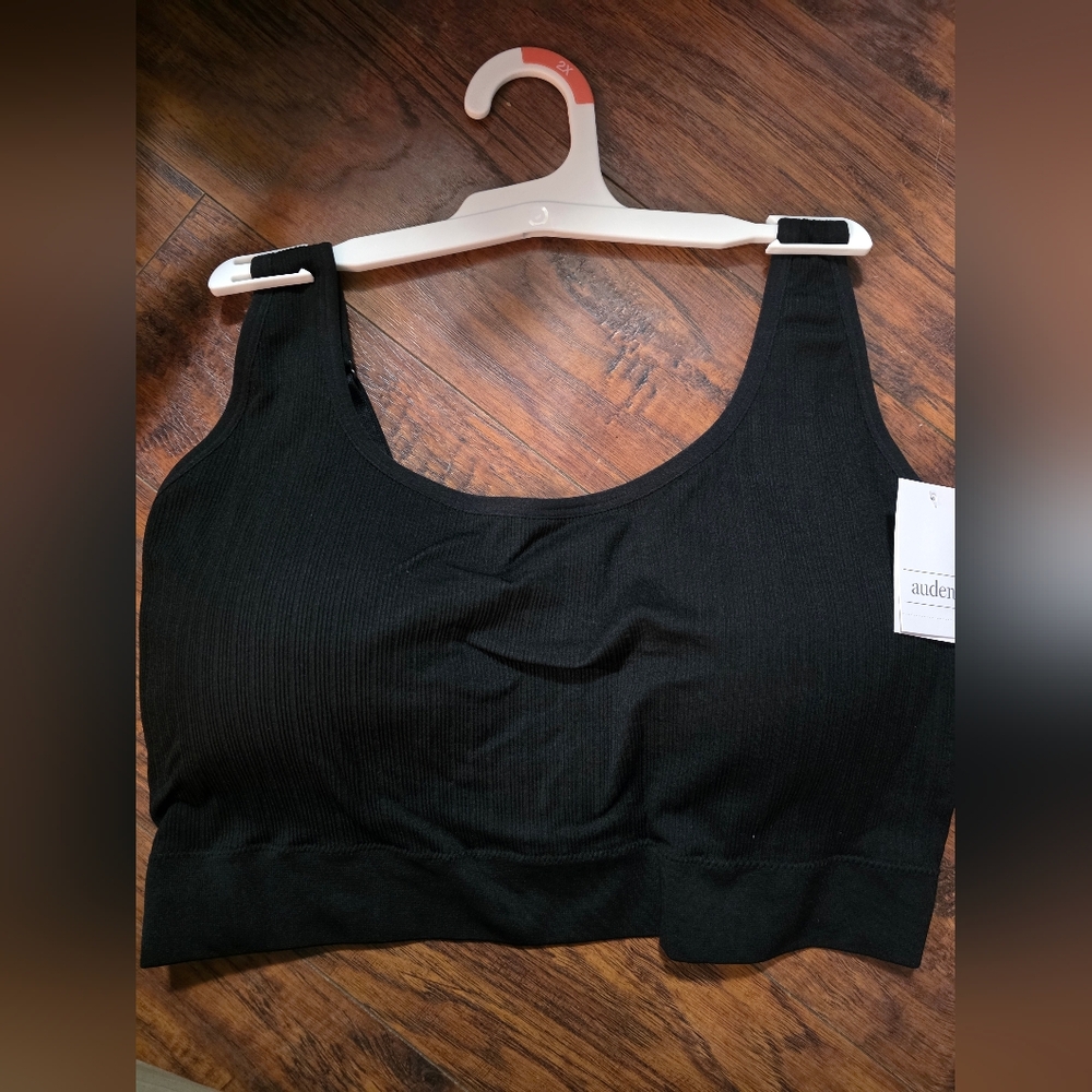 Auden Black Ribbed Seamless Bralette